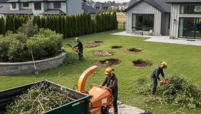Professional shrub removal service in Pittsburgh, PA clearing overgrown bushes and yard debris