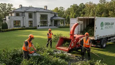 Professional shrub removal service clearing overgrown bushes in Pittsburgh, PA yard