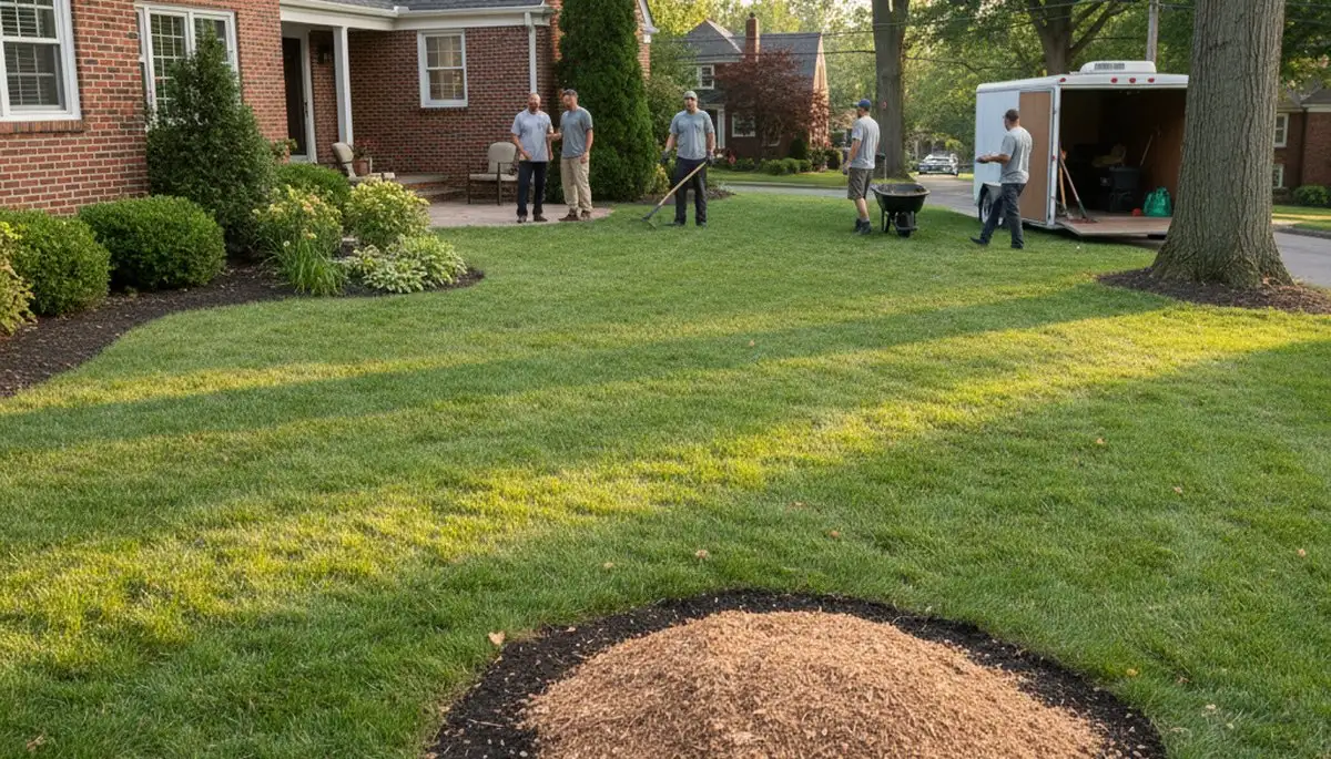 Professional tree removal and yard restoration in Pittsburgh, PA with stump grinding and debris cleanup