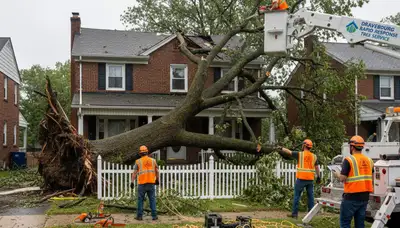 Emergency tree removal after storm damage in Dravosburg, Pittsburgh PA restoring home and yard safety