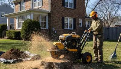 Stump grinding service removing tree stumps in Dravosburg, PA by Pittsburgh tree removal experts