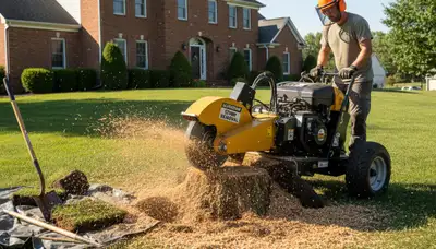 Professional stump grinding removing tree stumps in Glenshaw, Pittsburgh PA lawn restoration service