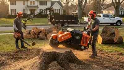 Professional stump removal service in Pittsburgh, PA by Chop Chop Tree on residential property