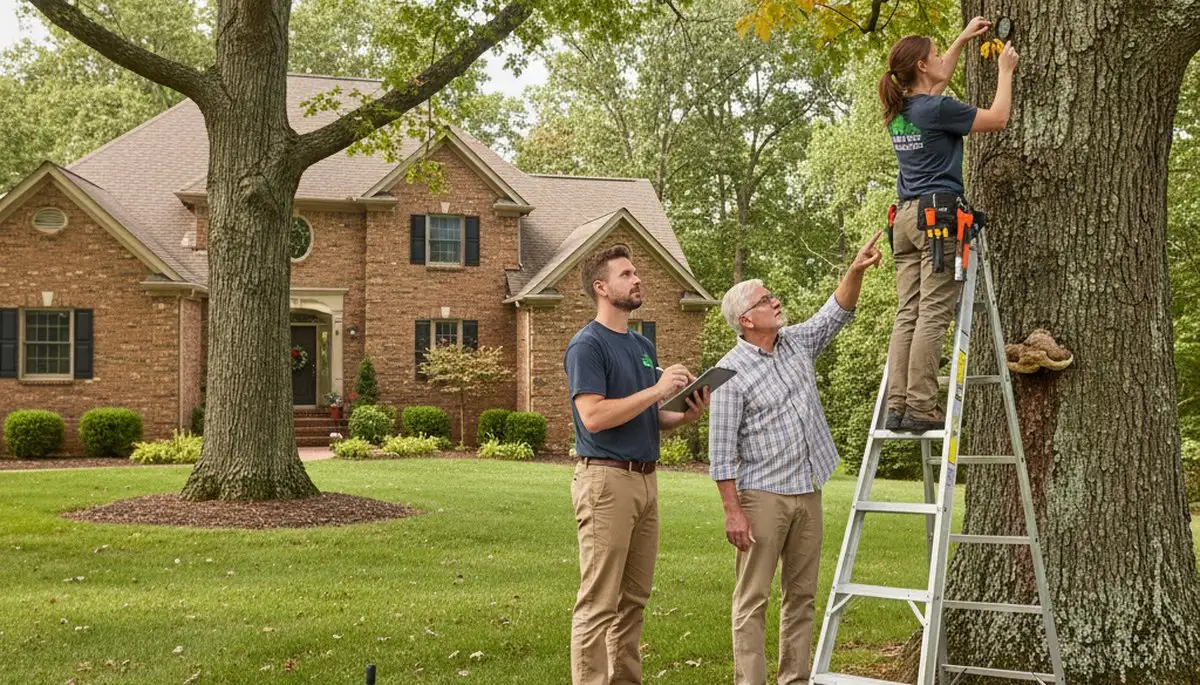 Certified arborist performing tree health assessment for homeowners in Dravosburg, Pittsburgh, PA