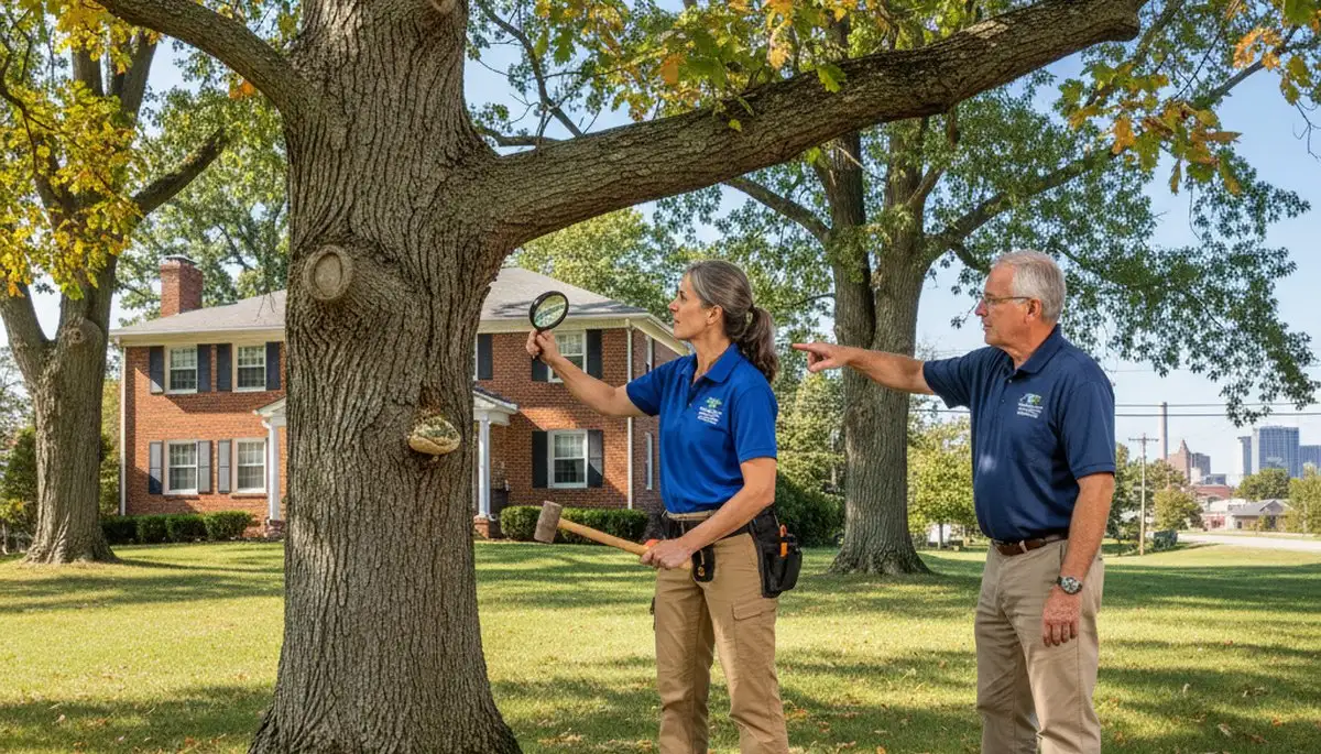 Certified arborist performing tree health assessment for homeowners in Duquesne, Pittsburgh PA