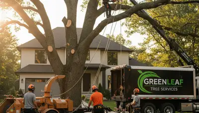 Certified arborists performing expert tree removal in Pittsburgh, PA for residential storm cleanup