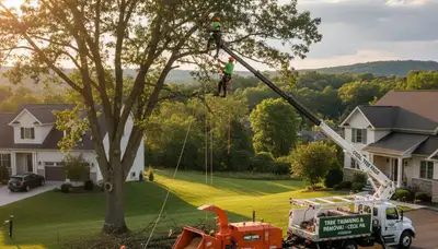 Professional tree removal service in Pittsburgh PA safely removing large oak tree