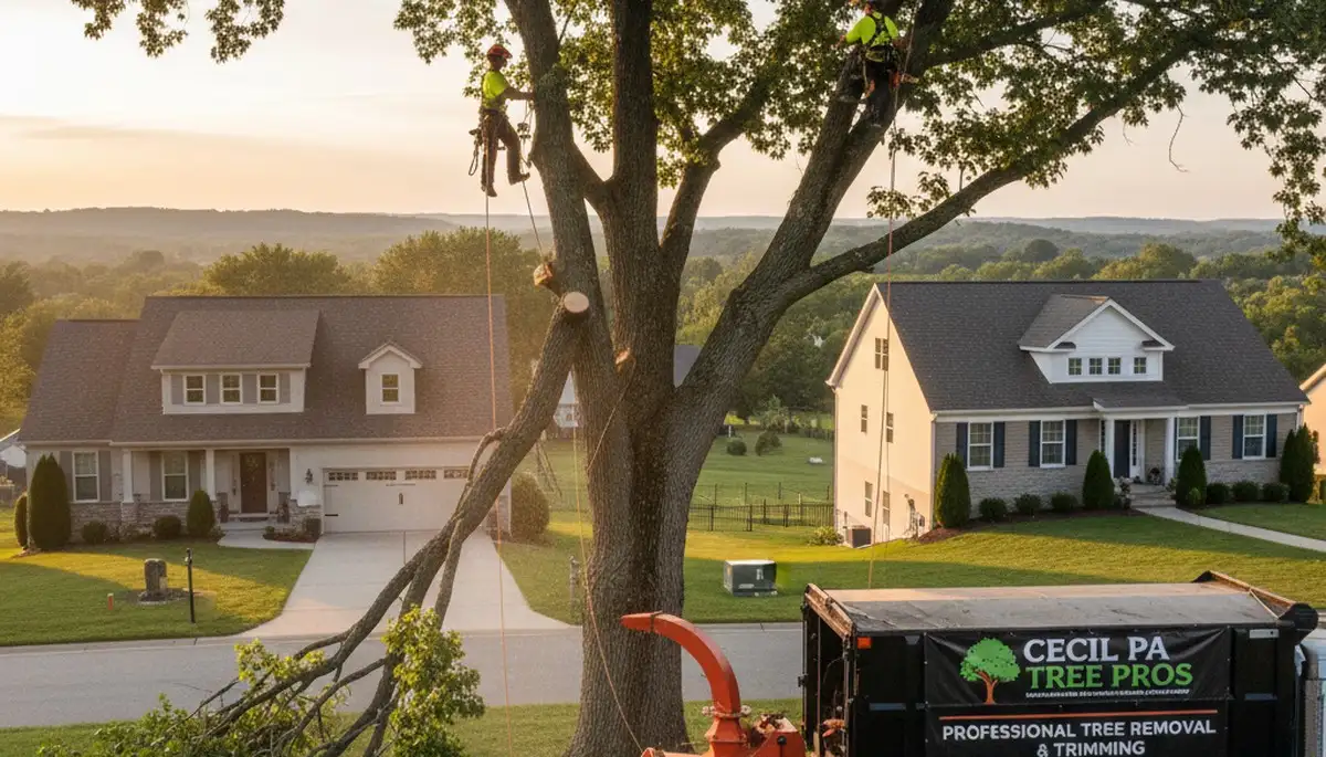 Professional tree removal service in Pittsburgh PA safely clearing residential property trees