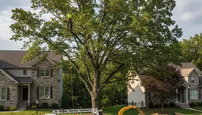 Professional tree removal service in Pittsburgh PA safely cutting and clearing large trees