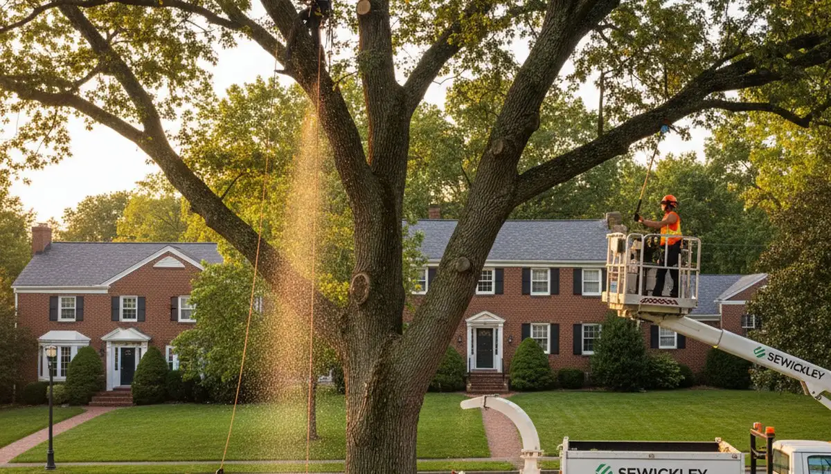 Professional tree removal service crew working safely in Pittsburgh, PA