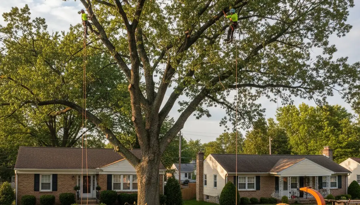 Professional tree removal service in Pittsburgh PA safely cutting and clearing large trees